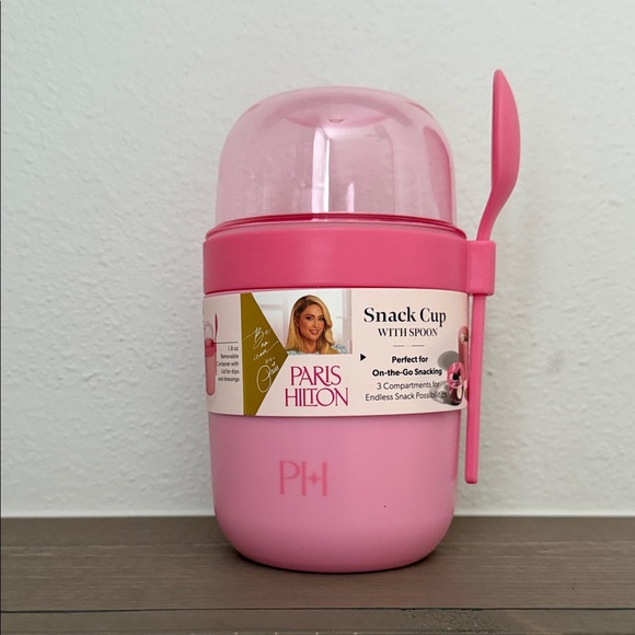 Paris Hilton Pink Snack Cup with Spoon - Picture 1 of 2